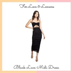 For Love & Lemons Black Lace Cutout Midi Dress
